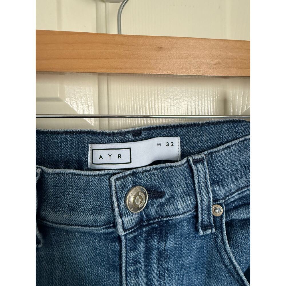 AYR The Bomb Pop Ankle Fray Straight Leg Jeans Classic Blue Wash Size 32 - Picture 6 of 14